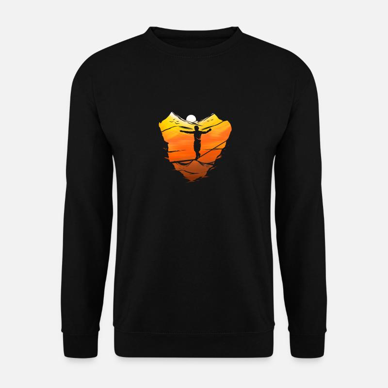 Slackline slacklining Slacklining tightrope walk Sunset - Unisex Sweatshirt - black