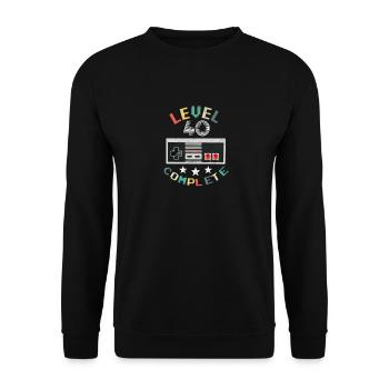 Level 40 Complete 40th Birthday Gift Retro Gamer - Unisex Sweatshirt - black - Front - Alina (178cm) & Michal (187cm)
