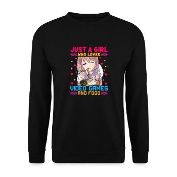 Mignonne juste une fille qui aime les jeux vidéo et la nourriture - Sweat-shirt Unisexe - noir - Devant - Alina (178cm) & Michal (187cm)