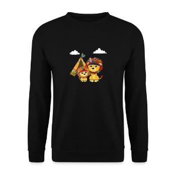 Lion Lion Lion Lions motif avec tente en tant qu'Indien - Sweat-shirt Unisexe - noir - Devant - Alina (178cm) & Michal (187cm)
