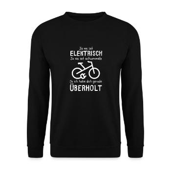 E-Bike Elektrisch | Ja es ist Schummeln Spruch - Unisex Pullover - Schwarz - Vorne - Alina (178cm) & Michal (187cm)