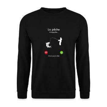 La pêche m'appelle il faut que j'y aille ! - Sweat-shirt Unisexe - noir - Devant - Alina (178cm) & Michal (187cm)