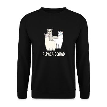 Alpaka Team mit bunten Brillen - Unisex Pullover - Schwarz - Vorne - Alina (178cm) & Michal (187cm)