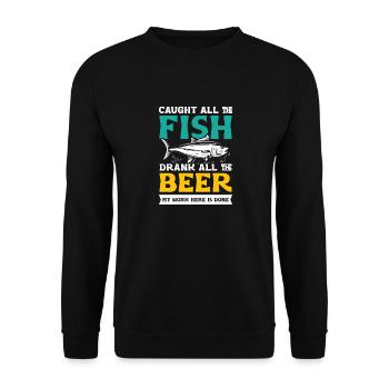 All fish caught Angler & Fischer Party - Unisex Sweatshirt - black - Front - Alina (178cm) & Michal (187cm)