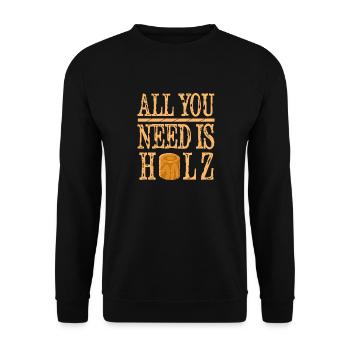 All you need is WOOD - Unisex Sweatshirt - black - Front - Alina (178cm) & Michal (187cm)