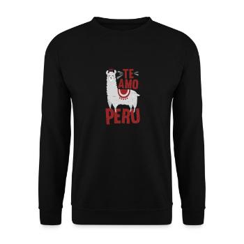 I love Peru - Te amo Peru print Slim Fit product - Unisex Sweatshirt - black - Front - Alina (178cm) & Michal (187cm)