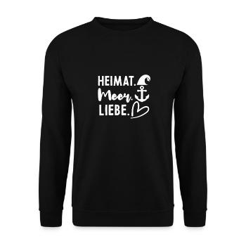 Heimat Meer Liebe - Unisex Pullover - Schwarz - Vorne - Alina (178cm) & Michal (187cm)