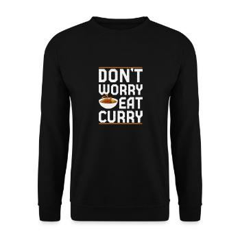 Don't Worry Eat Curry Slim Fit design - Unisex Sweatshirt - black - Front - Alina (178cm) & Michal (187cm)