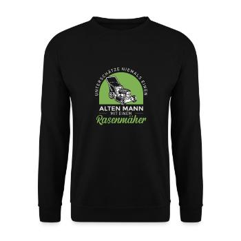 Rasenflüsterer Hobbygärtner Platzwart Greenkeeper - Unisex Pullover - Schwarz - Vorne - Alina (178cm) & Michal (187cm)