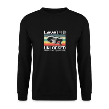 Level 40 Unlocked Video Gamer 40th Birthday Retro - Unisex Sweatshirt - black - Front - Alina (178cm) & Michal (187cm)