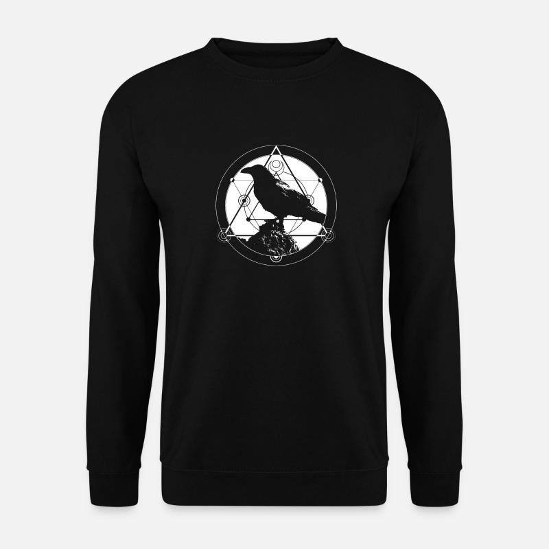 Dark Raven Silhouette Geschenkdesign für Crow Raven - Unisex Pullover - Schwarz