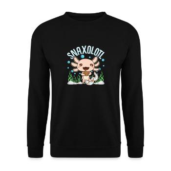 Snaxolotl Lustige Axolotl Sushi Snacks Kawaii Tier - Unisex Pullover - Schwarz - Vorne - Alina (178cm) & Michal (187cm)