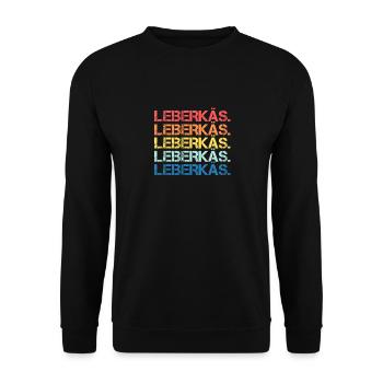 LEBERKÄS FARBIG COOL LEBERKÄSE GESCHENK IDEE BUNT - Unisex Pullover - Schwarz - Vorne - Alina (178cm) & Michal (187cm)
