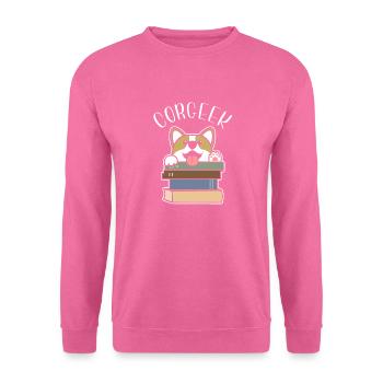 Funny Corgi Geek Corgeek Book Lovers Gift design - Unisex Sweatshirt - pink - Front