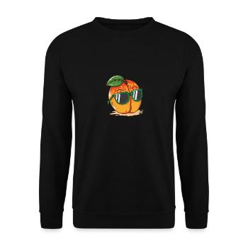 Pfirsich (Aprikose) mit Sonnenbrille - Unisex Pullover - Schwarz - Vorne - Alina (178cm) & Michal (187cm)