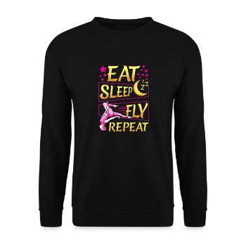 Funny Eat Sleep Fly Repeat Aerial Yoga Silks - Sweat-shirt Unisexe - noir - Devant - Alina (178cm) & Michal (187cm)