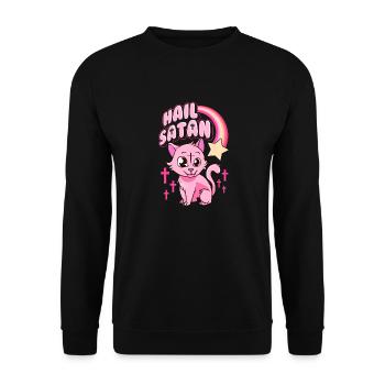 Salut Satan Cat Cute Rainbow Kitty Heavy Metal Pun - Sweat-shirt Unisexe - noir - Devant - Alina (178cm) & Michal (187cm)