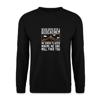 Geocaching Gps Cache Geocacher Geocache Geschenkid - Unisex Pullover - Schwarz - Vorne - Alina (178cm) & Michal (187cm)