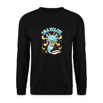 Süßes & lustiges Snaxolotl Entzückendes Naschen Axolotl - Unisex Pullover - Schwarz - Vorne - Alina (178cm) & Michal (187cm)