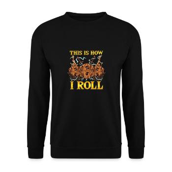 So würfle ich RPG Tabletop-Gaming-Würfel-Wortspiel - Unisex Pullover - Schwarz - Vorne - Alina (178cm) & Michal (187cm)