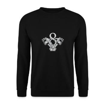 V8 Skull Cylinder Engine PS Turbo Car Lover - Unisex Sweatshirt - black - Front - Alina (178cm) & Michal (187cm)