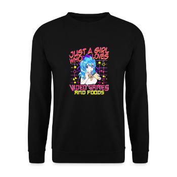 Mignonne juste une fille qui aime les jeux vidéo et la nourriture - Sweat-shirt Unisexe - noir - Devant - Alina (178cm) & Michal (187cm)