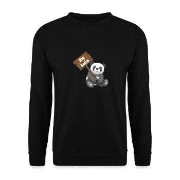 Gegen Rassismus Panda - Unisex Pullover - Schwarz - Vorne - Alina (178cm) & Michal (187cm)