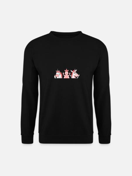 Freche Einhorn Crew Gang Mittelfinger - Unisex Pullover - Schwarz