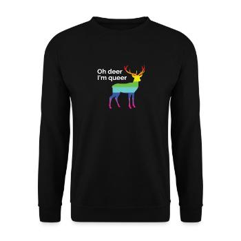 Oh Deer I'm Queer - Gay Pride - Unisex Sweatshirt - black - Front - Alina (178cm) & Michal (187cm)