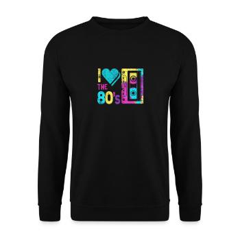 I Love the 80s T-Shirt Retro Eighties 1980s Casset - Unisex Sweatshirt - black - Front - Alina (178cm) & Michal (187cm)