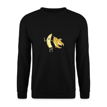 Lustige Banane mit zensierter Zone Nackt Spaß - Unisex Pullover - Schwarz - Vorne - Alina (178cm) & Michal (187cm)