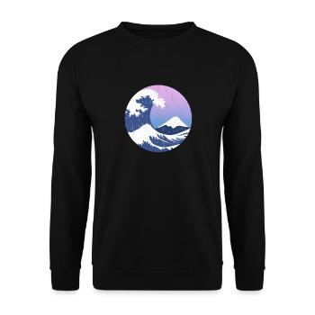 The Great Wave Off Kanagawa Aesthetic Japanese - Unisex Sweatshirt - black - Front - Alina (178cm) & Michal (187cm)