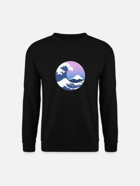 The Great Wave Off Kanagawa Aesthetic Japanese - Unisex Sweatshirt - black