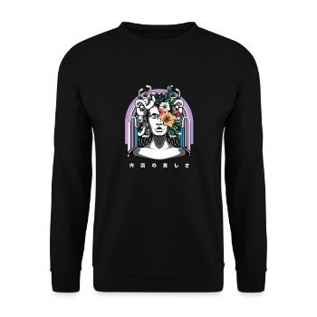 Les amateurs de Vaporwave Aesthetic Medusa Otaku Japan - Sweat-shirt Unisexe - noir - Devant - Alina (178cm) & Michal (187cm)