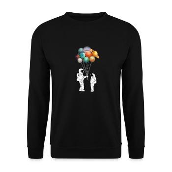 Astronaute astronome planète ballon cosmos - Sweat-shirt Unisexe - noir - Devant - Alina (178cm) & Michal (187cm)