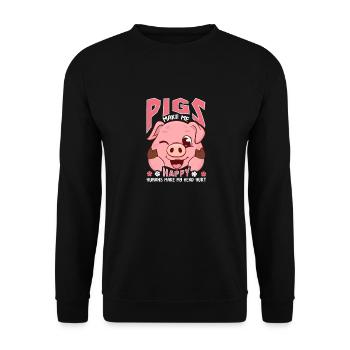 Funny Pigs Make Me Happy Humans Make My Head Hurt - Unisex Sweatshirt - black - Front - Alina (178cm) & Michal (187cm)