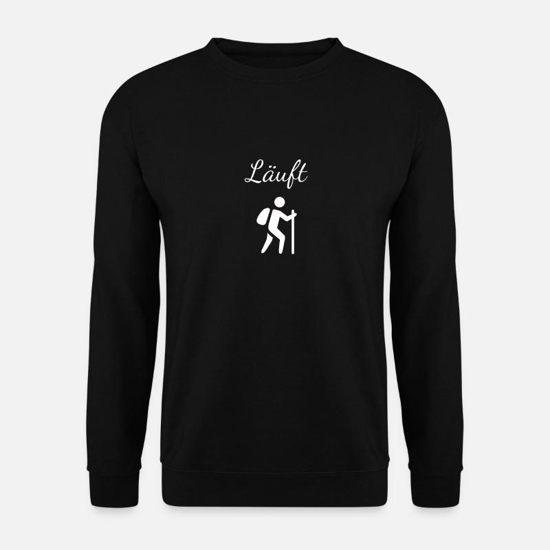 Läuft Tshirt Lustiges Wander Oberteil mit Wanderer - Unisex Pullover - Schwarz