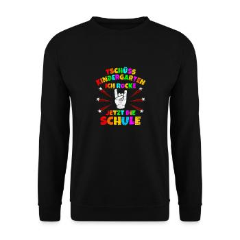 Tschüss Kindergarten Rocke Jetzt die Schule Einsch - Unisex Pullover - Schwarz - Vorne - Alina (178cm) & Michal (187cm)