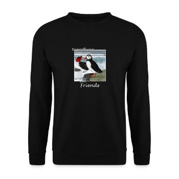 Everything is Better With Friends Vintage Vogel - Unisex Pullover - Schwarz - Vorne - Alina (178cm) & Michal (187cm)