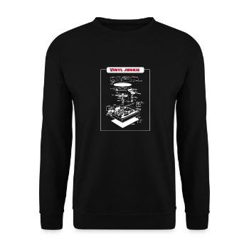 Vinyl Junkie Retro Vintage Turntable Gift - Unisex Sweatshirt - black - Front - Alina (178cm) & Michal (187cm)