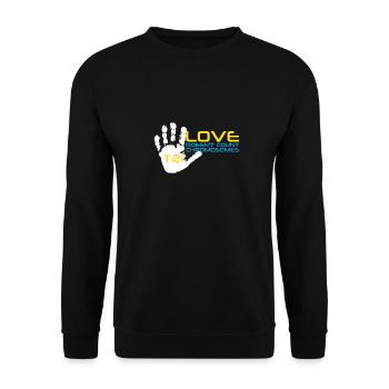 T21 - Love Doesn't Count Chromosomes - Unisex Sweatshirt - black - Front - Alina (178cm) & Michal (187cm)