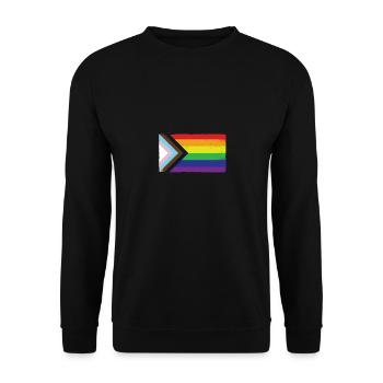 LGBTQ Black Pride grunge flag Regenbogen Flagge - Unisex Pullover - Schwarz - Vorne - Alina (178cm) & Michal (187cm)