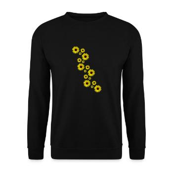 gelbe Sonnenblumen, Sonnenblume, Blumen, Blüten - Unisex Pullover - Schwarz - Vorne - Alina (178cm) & Michal (187cm)