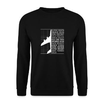 Phonetisches Alphabet Flugzeug pilot flying aviation - Unisex Pullover - Schwarz - Vorne - Alina (178cm) & Michal (187cm)