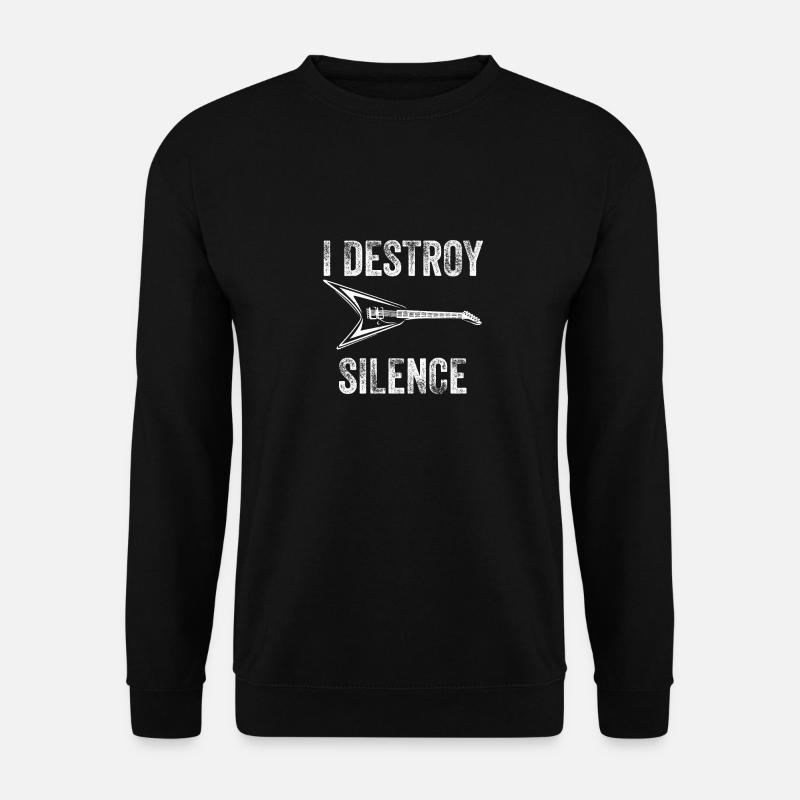 Destroy Silence | Flying V Electric Guitar | Funny - Unisex Pullover - Schwarz