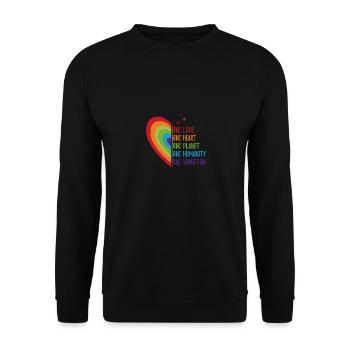 One Love, one heart, one planet, one humanity - Unisex Pullover - Schwarz - Vorne - Alina (178cm) & Michal (187cm)