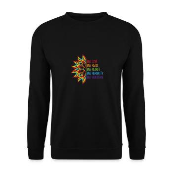 One Love mandala - Unisex Pullover - Schwarz - Vorne - Alina (178cm) & Michal (187cm)