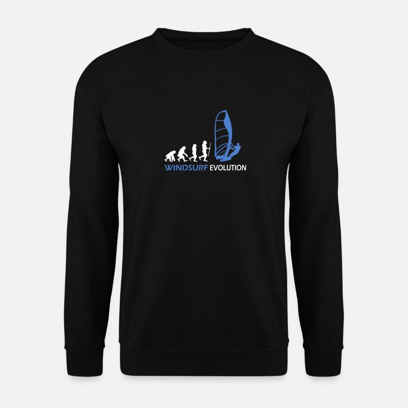 Windsurfen Evolution Geschenkideen - Unisex Pullover - Schwarz