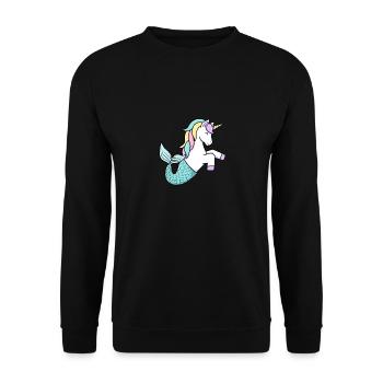 Licorne sirène - Sweat-shirt Unisexe - noir - Devant - Alina (178cm) & Michal (187cm)