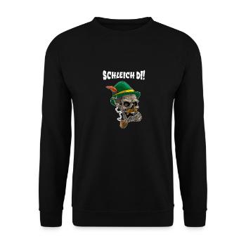 Schleich Di Bayrisch Dialekt Design mit Totenkopf - Unisex Pullover - Schwarz - Vorne - Alina (178cm) & Michal (187cm)